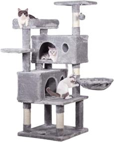 img 4 attached to 🐱 MQ Multi-Level Cat Tree Condo, Activity Centre Cat Tower Furniture with Sisal-Covered Scratching Posts, Plush Perch, Cozy Cat Cave & Basket, for Kittens and Adult Cats