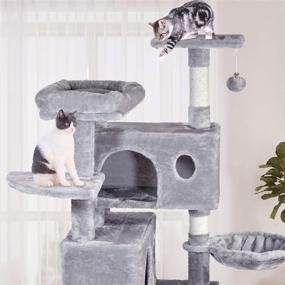 img 2 attached to 🐱 MQ Multi-Level Cat Tree Condo, Activity Centre Cat Tower Furniture with Sisal-Covered Scratching Posts, Plush Perch, Cozy Cat Cave & Basket, for Kittens and Adult Cats