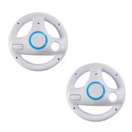 enhance your mario kart experience with a set of 2 generic white steering wheels for nintendo wii logo