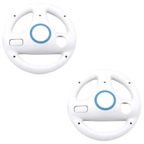 img 1 attached to Enhance your Mario Kart Experience with a Set of 2 Generic White Steering Wheels for Nintendo Wii