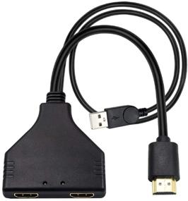 img 4 attached to 🔌 Адаптер-сквозняк Duttek 1x2 HDMI - разветвитель мужской на два женских разъема - разветвитель HDMI-кабеля 4K/30 Гц для двух мониторов, ПК, DVD-плееров, PS3, HDTV, приставок, ЖК-проекторов