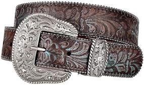 img 4 attached to Western Scroll Turquoise Embossed Leather Women's Accessories
