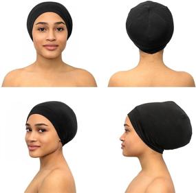 img 2 attached to 🎀 Bamboo Headwear Frizzy Natural Hair Nurse Cap for Women and Men - Satin Bonnet Lined Sleeping Beanie Hat