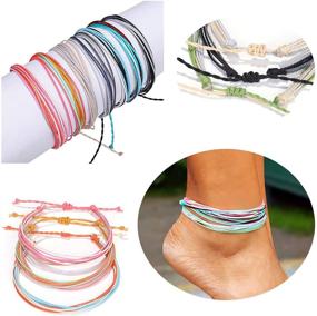 img 2 attached to 🌊 yfstyle 12Pcs Summer Beach Surfer Wave Bracelets: Stylish Boho Handmade Anklets with Waterproof Evil Eye, Beaded Braided Strings, Starfish, Turtle, and Infinity Charms - Trendy Jewelry for Women and Girls!