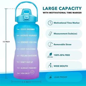 img 3 attached to GOSWAG 64oz Motivational Water Bottle with Straw and Time Marker - Half Gallon Sports Bottle with BPA Free Flip Top Lid for Daily Hydration