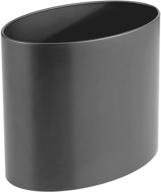 🗑️ mdesign oval metal decorative small trash can wastebasket, garbage bin for bathrooms, kitchens, home offices, dorm rooms - solid stainless steel - graphite gray logo