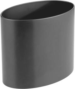 img 4 attached to 🗑️ mDesign Oval Metal Decorative Small Trash Can Wastebasket, Garbage Bin for Bathrooms, Kitchens, Home Offices, Dorm Rooms - Solid Stainless Steel - Graphite Gray