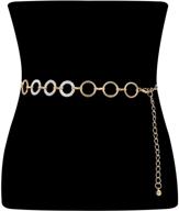 💫 stylish gold waist chain: adjustable body link belt for jeans and dresses logo