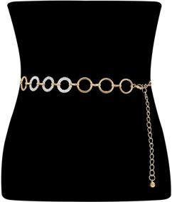 img 4 attached to 💫 Stylish Gold Waist Chain: Adjustable Body Link Belt for Jeans and Dresses