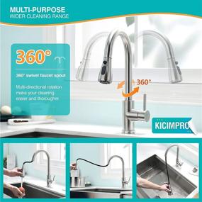 img 3 attached to 🚰 Brushed Nickel Kitchen Faucet with Pull Down Sprayer, High Arc Single Handle Sink Faucet with Water Lines - Commercial Modern Stainless Steel Kitchen Faucet for RV, Grifos De Cocina