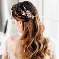 💍 aw bridal wedding hair comb - floral bridal veil comb with rhinestones - wedding headpiece hair accessories for women and girls (gold) logo