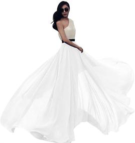 img 2 attached to 👗 Urban CoCo Women's Summer Chiffon Maxi Skirt with Floor Length Big Hem - Solid Color Beach Style