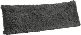 img 3 attached to 🛋️ Charcoal Gray Shaggy Faux Fur Plush Body Pillow Cover Case - 54x20 Boho Bohemian Decorative Couch Long Throw with Zipper Closure - Fluffy Farmhouse Textured Accent for Rustic Home, Dorm or Teen Bedroom