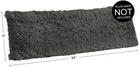 img 1 attached to 🛋️ Charcoal Gray Shaggy Faux Fur Plush Body Pillow Cover Case - 54x20 Boho Bohemian Decorative Couch Long Throw with Zipper Closure - Fluffy Farmhouse Textured Accent for Rustic Home, Dorm or Teen Bedroom