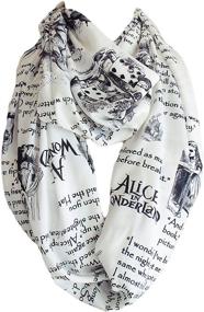 img 1 attached to 🎩 Etwoa's Alice in Wonderland Quotes White Infinity Scarf, Large