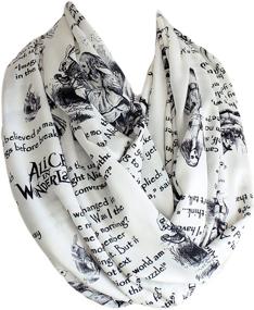 img 2 attached to 🎩 Etwoa's Alice in Wonderland Quotes White Infinity Scarf, Large