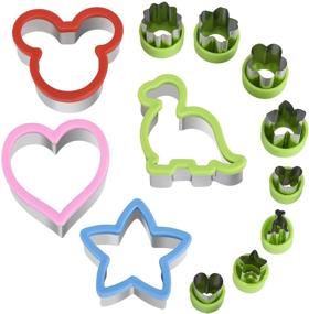 img 4 attached to 🥪 Hhyn Sandwich Cutters Set for Kids - Mickey Mouse, Dinosaur, Star, and Heart Shapes, with Mini Vegetable, Fruit, and Cookie Cutters - Food Mold for Holidays, Parties, and More