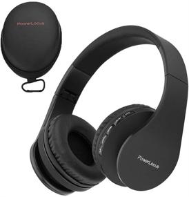 img 4 attached to Складные беспроводные Bluetooth наушники PowerLocus Over-Ear с встроенным 🎧 микрофоном - аккумуляторные, совместимые с iPhone, Samsung, LG, iPad (черные)