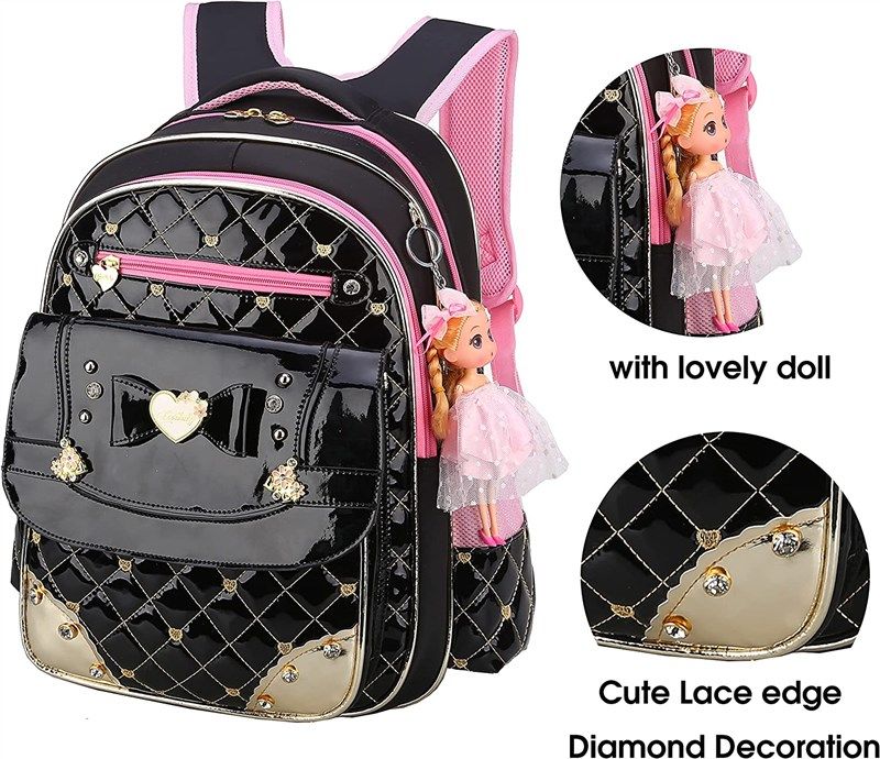 Gazigo Children Princess Waterproof PU Backpack for