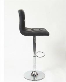 img 2 attached to 🪑 Set of 2 Roundhill Furniture Swivel Black Bonded Leather Adjustable Hydraulic Bar Stools