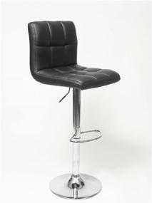 img 3 attached to 🪑 Set of 2 Roundhill Furniture Swivel Black Bonded Leather Adjustable Hydraulic Bar Stools