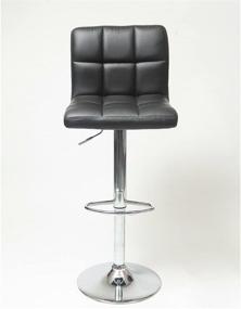 img 4 attached to 🪑 Set of 2 Roundhill Furniture Swivel Black Bonded Leather Adjustable Hydraulic Bar Stools