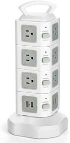 img 2 attached to 💡 TNP Power Strip Tower Surge Protector with USB Ports - 14 AC Outlet + 4 USB Port Charging Station Desk Supply Adapter, Individual Switches, 6FT Extension Cord