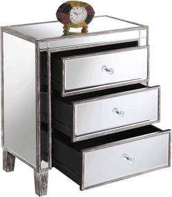 img 3 attached to 🌟 Convenience Concepts Gold Coast Large 3 Drawer Mirrored End Table in Weathered Gray: Stylish & Functional Addition for any Space