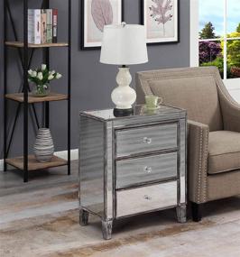 img 1 attached to 🌟 Convenience Concepts Gold Coast Large 3 Drawer Mirrored End Table in Weathered Gray: Stylish & Functional Addition for any Space