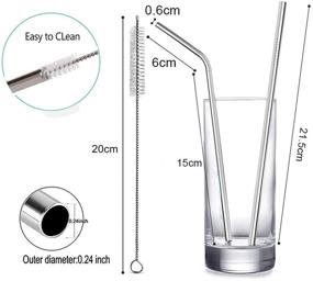 img 3 attached to 🥤 NEBYWOLD Reusable Stainless Steel Drinking Straws Set of 4 with Silicone Tip and Carrying Pack - Ultra Long 9.5" Size, Includes 2 Cleaning Brushes - Compatible with 20/30 Oz Yeti Trail Tumblers (Silver)