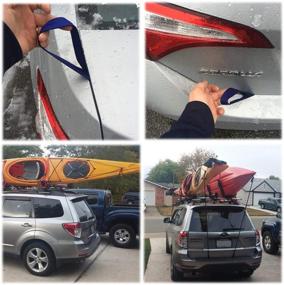 img 2 attached to 🌊 2 Pack Blue Quick Hood Loops Trunk Anchor Kayak Tie Down Straps | Bow Stern Canoe Transport | Secure Lashing Point