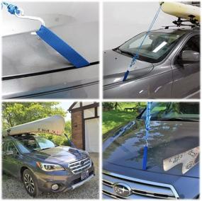 img 3 attached to 🌊 2 Pack Blue Quick Hood Loops Trunk Anchor Kayak Tie Down Straps | Bow Stern Canoe Transport | Secure Lashing Point