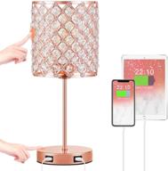 💎 enhance your room with the touch crystal table lamp - rose gold crystal lamp with dual usb charging ports, 3 way dimmable bedside lamp with bulb, modern nightstand lamp desk light for bedroom living room, bulb included логотип