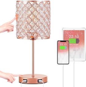 img 4 attached to 💎 Enhance Your Room with the Touch Crystal Table Lamp - Rose Gold Crystal Lamp with Dual USB Charging Ports, 3 Way Dimmable Bedside Lamp with Bulb, Modern Nightstand Lamp Desk Light for Bedroom Living Room, Bulb Included