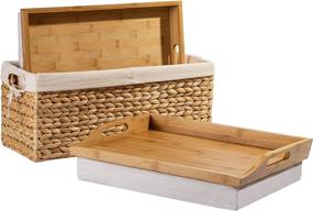 img 4 attached to 📚 Enhance Productivity and Comfort with Rossie Home Bamboo Lap Trays and Basket Set - Natural Bamboo - Style No. 70107