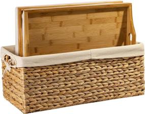 img 3 attached to 📚 Enhance Productivity and Comfort with Rossie Home Bamboo Lap Trays and Basket Set - Natural Bamboo - Style No. 70107