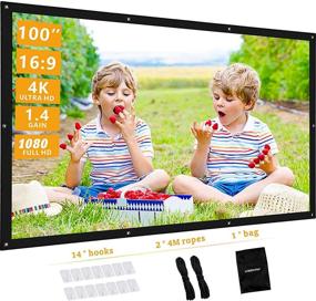 img 4 attached to 🎬 100 inch 4KHD Wevivi Projection Screen, 1.4 Gain, 16:9 Aspect Ratio (160° Viewing), Foldable Canvas Outdoor Movie Screen with Hooks and Ropes, Home Theater Support for Front & Rear Projection
