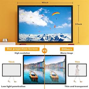 img 3 attached to 🎬 100 inch 4KHD Wevivi Projection Screen, 1.4 Gain, 16:9 Aspect Ratio (160° Viewing), Foldable Canvas Outdoor Movie Screen with Hooks and Ropes, Home Theater Support for Front & Rear Projection