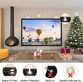 img 2 attached to 🎬 100 inch 4KHD Wevivi Projection Screen, 1.4 Gain, 16:9 Aspect Ratio (160° Viewing), Foldable Canvas Outdoor Movie Screen with Hooks and Ropes, Home Theater Support for Front & Rear Projection