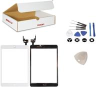 📱 (md0410) ipad mini 3 a1599 a1600 white digitizer glass lens touch screen repair kit - full assembly with ic chip replacement (camera holder, silver home button flex) logo