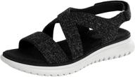 solacozy women's arch-support sandals: strappy, comfy & durable casual walking shoes in black and white, sizes 6-11 logo