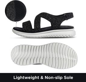 img 1 attached to Solacozy Women's Arch-support Sandals: Strappy, Comfy & Durable Casual Walking Shoes in Black and White, Sizes 6-11