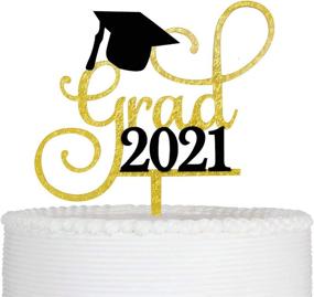 img 4 attached to Неповторимый топпер на торт 'Showstopping Grad 2021': Празднуем с достоинством 🎓 выпускной вечер 2021 года с потрясающим золотым и черным топпером на торт!