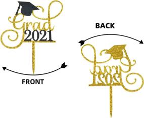 img 1 attached to Неповторимый топпер на торт 'Showstopping Grad 2021': Празднуем с достоинством 🎓 выпускной вечер 2021 года с потрясающим золотым и черным топпером на торт!