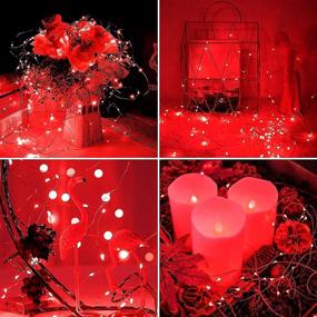 img 1 attached to JMEXSUSS Red Fairy Lights: Battery Operated 2 Pack 33ft 100 LED Christmas Fairy Lights 🎄 - Remote Timer, 8 Modes, Twinkle String Lights - Outdoor Waterproof Decorations for Bedroom, Wedding, Xmas, Indoor