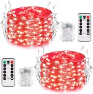 jmexsuss red fairy lights: battery operated 2 pack 33ft 100 led christmas fairy lights 🎄 - remote timer, 8 modes, twinkle string lights - outdoor waterproof decorations for bedroom, wedding, xmas, indoor логотип