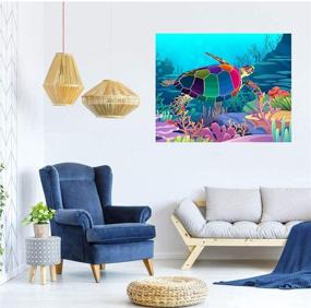 img 1 attached to 🎨 Colorful Sea Turtle Paint by Numbers Kit for Kids & Adults - DIY Craft Set for Beginners - 20x16 Inch Acrylic Oil Painting on Canvas