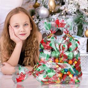 img 3 attached to 🎄 Boao 100-Piece Christmas Cellophane Bags with Twist Ties - Festive Goodies Bags for Christmas Party Supplies