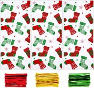 🎄 boao 100-piece christmas cellophane bags with twist ties - festive goodies bags for christmas party supplies logo
