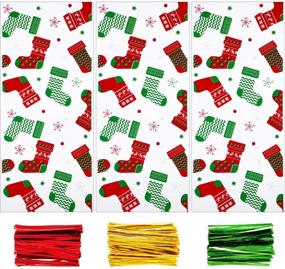 img 4 attached to 🎄 Boao 100-Piece Christmas Cellophane Bags with Twist Ties - Festive Goodies Bags for Christmas Party Supplies
